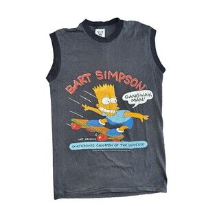 VTG 1990 Bart Simpson Skateboard Champion of the Universe Sleeveless Top Men's M